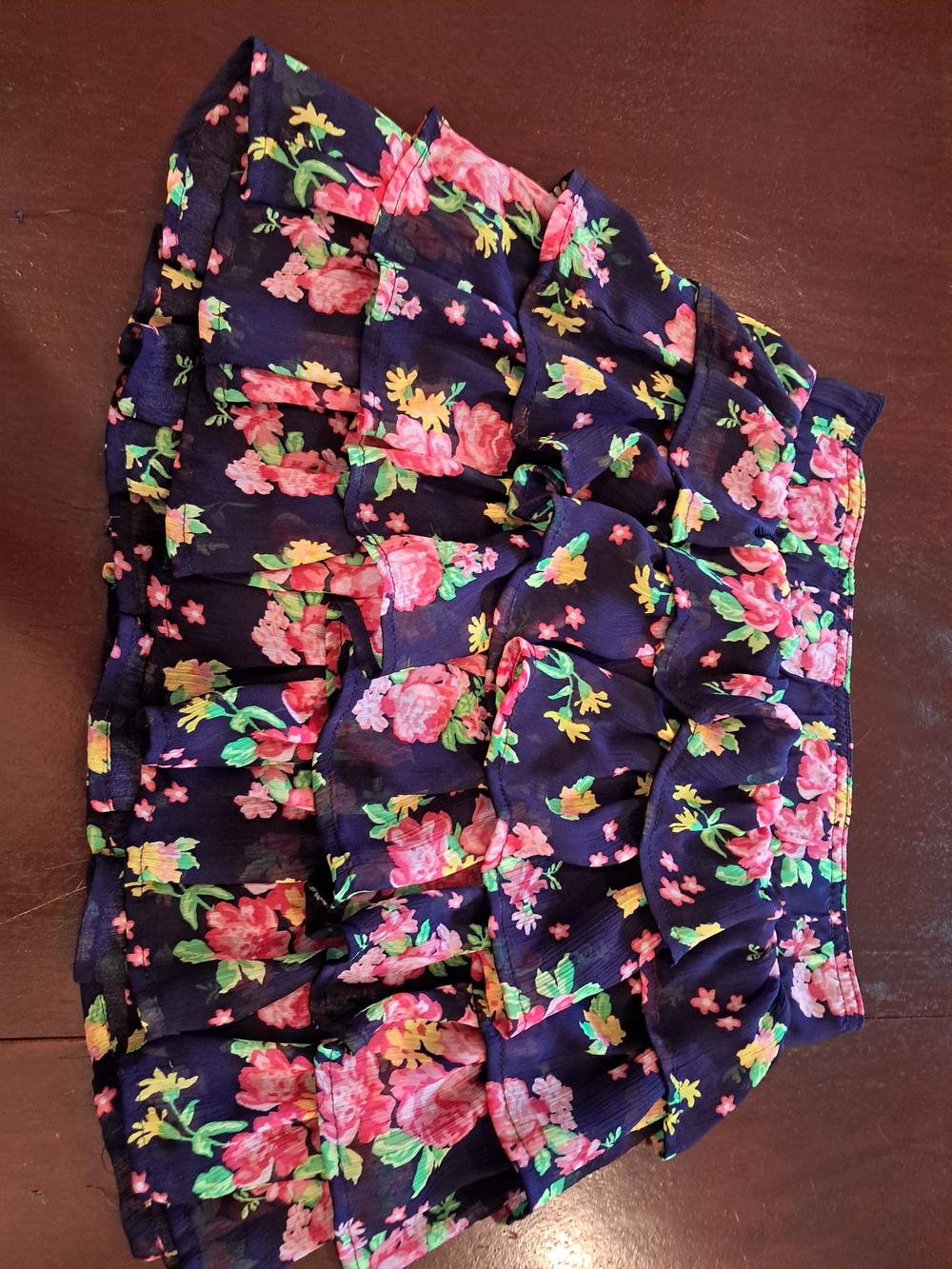 Navy Floral Ruffle Shorts - Cute Tiered Summer Style